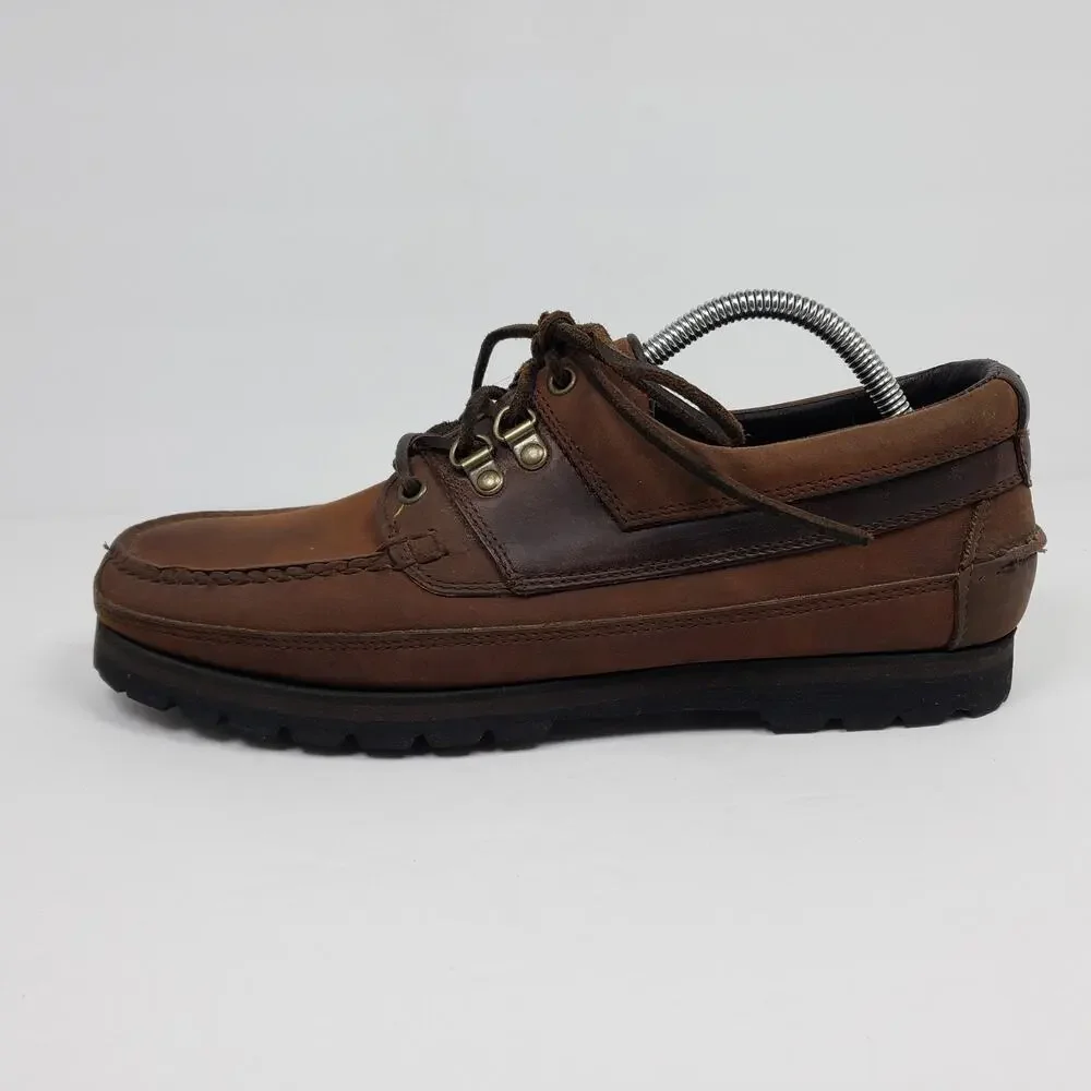 RJ Colt Schooner Mens Size 10.5 Brown Leather Lace Up Oxford Boat Shoes